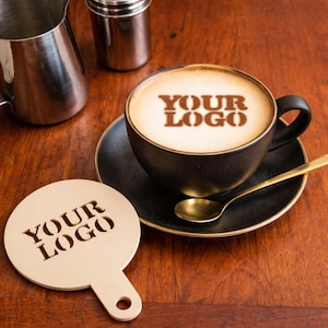 Custom Logo Coffee Stencil | Business & Café Branding | Personalized Latte Art Template | Free 3D preview