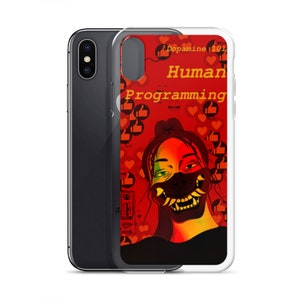 No.4 &quot;Human Programming&quot; by Fruttipi - iPhone Case - red anime manga cyberpunk Japanese sci fi unique weird demon girl art style