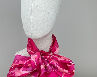 Star Gazing Pink - Langer 100% Seide Schal Einzigartiges Handgemachtes Geschenk