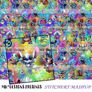 Stitchery Mashup seamless digital pattern