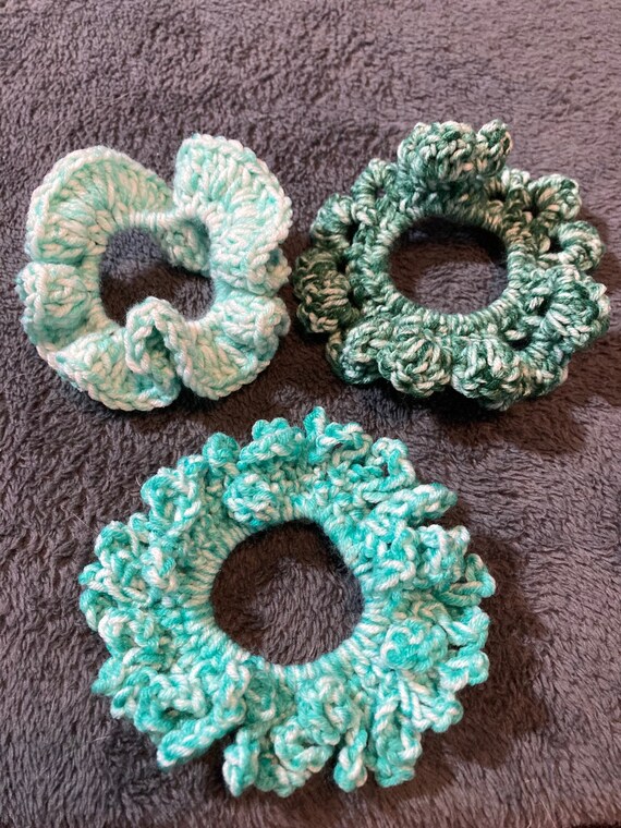 Handmade Crochet Hair Scrunchie, 3-pack - Etsy display picture 3