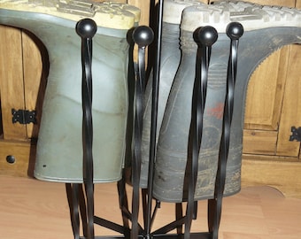 Wellington Welly Boot Holder Rack - 5 Pair Wrought Iron Carousel Stand