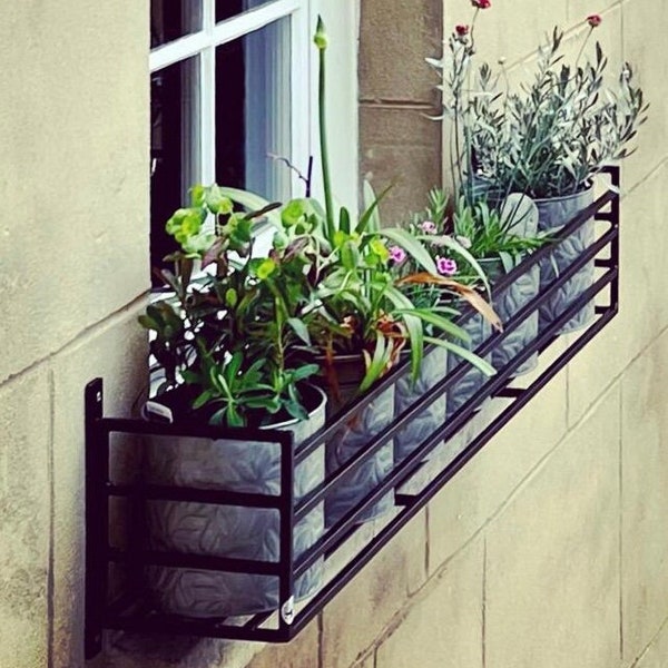 120cm contemporary window box straight bars wall mounted planter