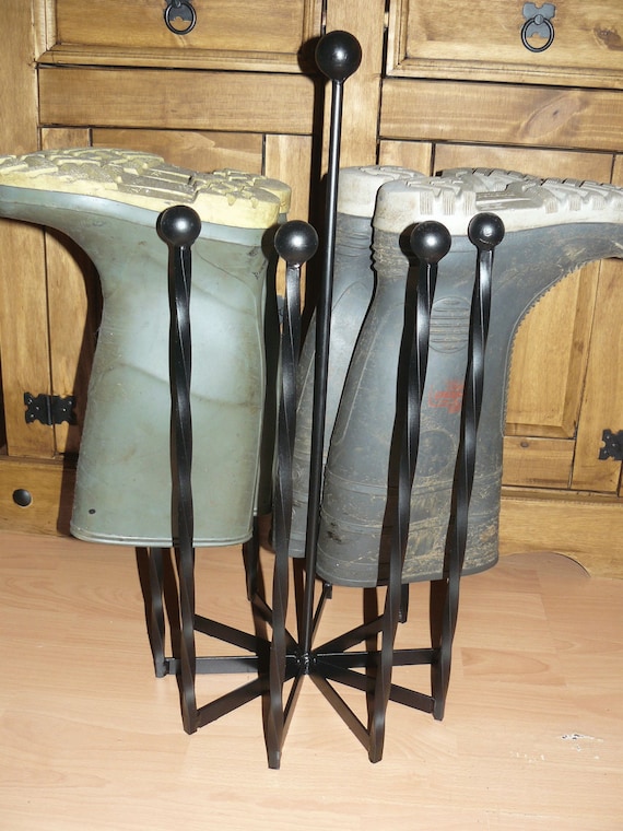 Wellington Welly Boot Holder Rack Stand Carousel 5 Pair Wrought Iron Metal Space Saving Etsy