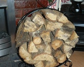 Log basket wood holder round 18in fireside log store