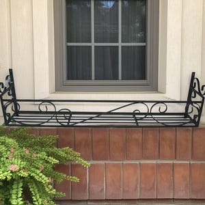 120cm scrolled window box metal trough rack metal flower pot stand wall mounted