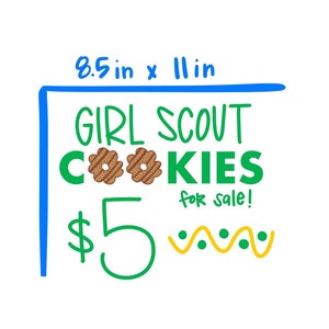 Printable; Girl Scout Cookies For Sale Sign 2023