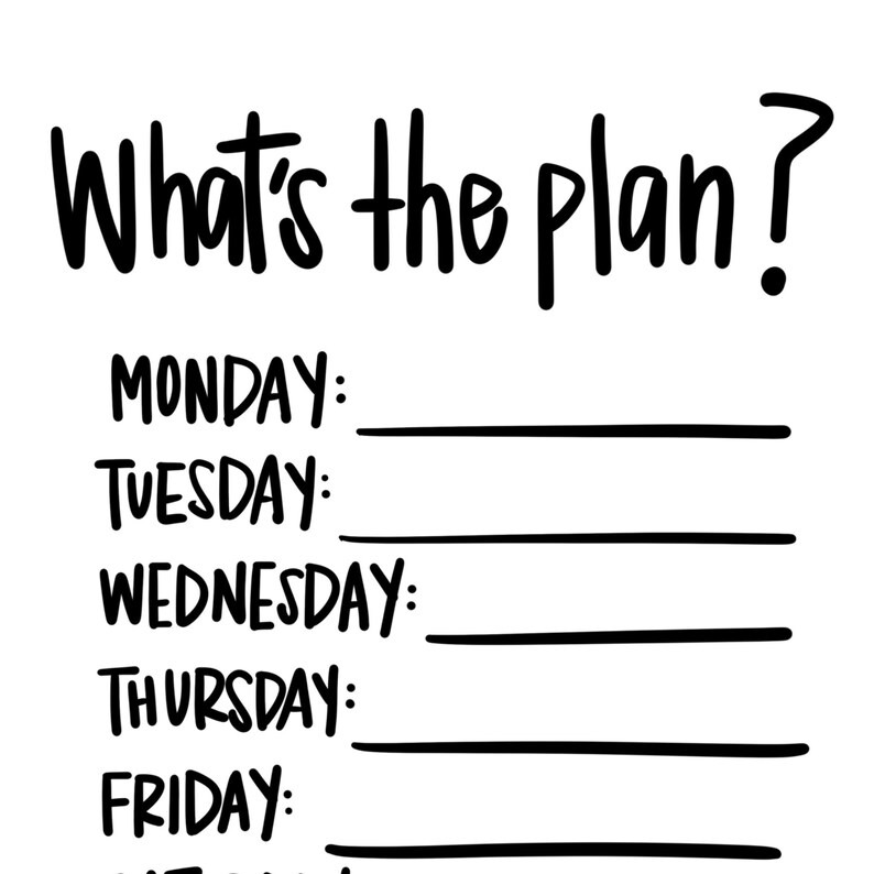 Weekly Planning Sheet whats the Plan Digital Download - Etsy