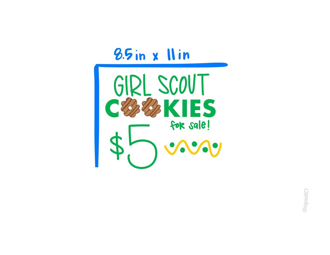 Printable Girl Scout Cookies for Sale Sign 2023 Etsy