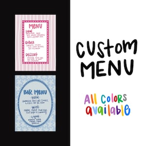 Indywidualnie pisane ręcznie menu - Wesele, Próba, Prysznic, Impreza, Bar, Specjalne drinki