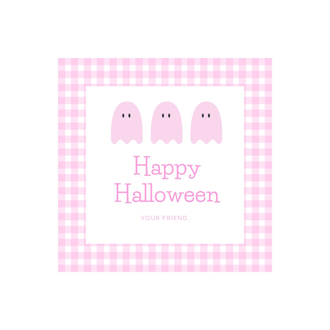 Halloween Gift Tags Printable Gift Tags Pink Gingham Gift - Etsy