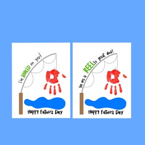 Actividad imprimible de la hoja de signos de la tarjeta del Día del Padre - "Estoy enganchado a ti" Descarga digital Papá Padre Abuelo Pintura de huellas