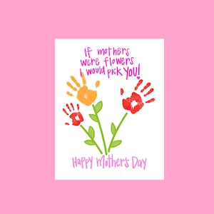 Scheda stampabile per la festa della mamma - "Ti sceglierei" Download digitale Mamma Fiori Impronta di mano Pittura