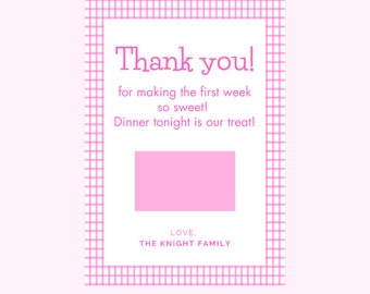 Personalized First Day of School Tags, Back to School Gift Tags, Printable, Pink Gingham Gift Tags, Girl Gift Tags, Gift Card Holder