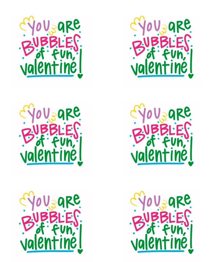 Printable Valentine Bubbles Tags Or Stickers Bubbles Of Etsy