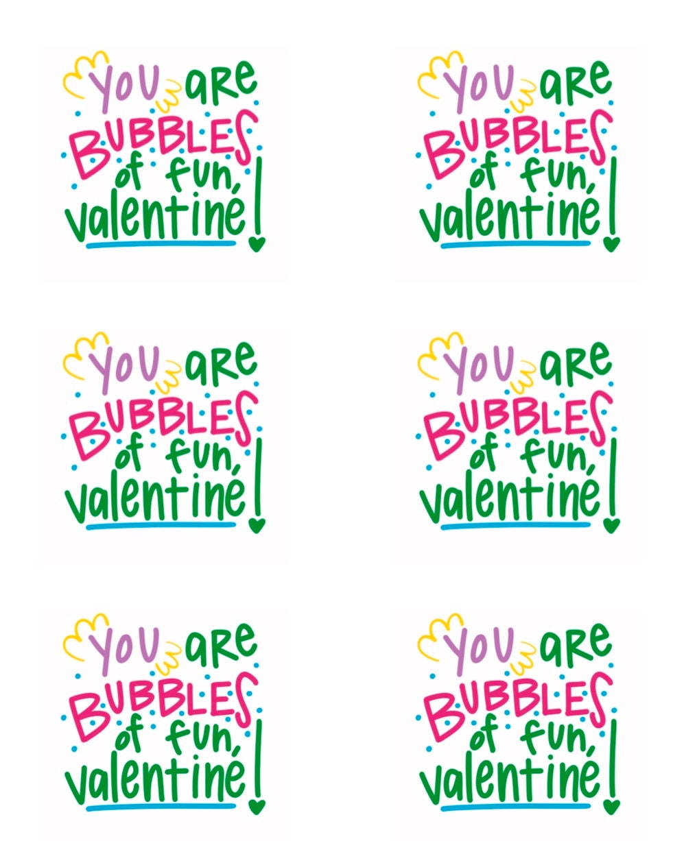 Printable Valentine Bubbles Tags or Stickers bubbles of - Etsy