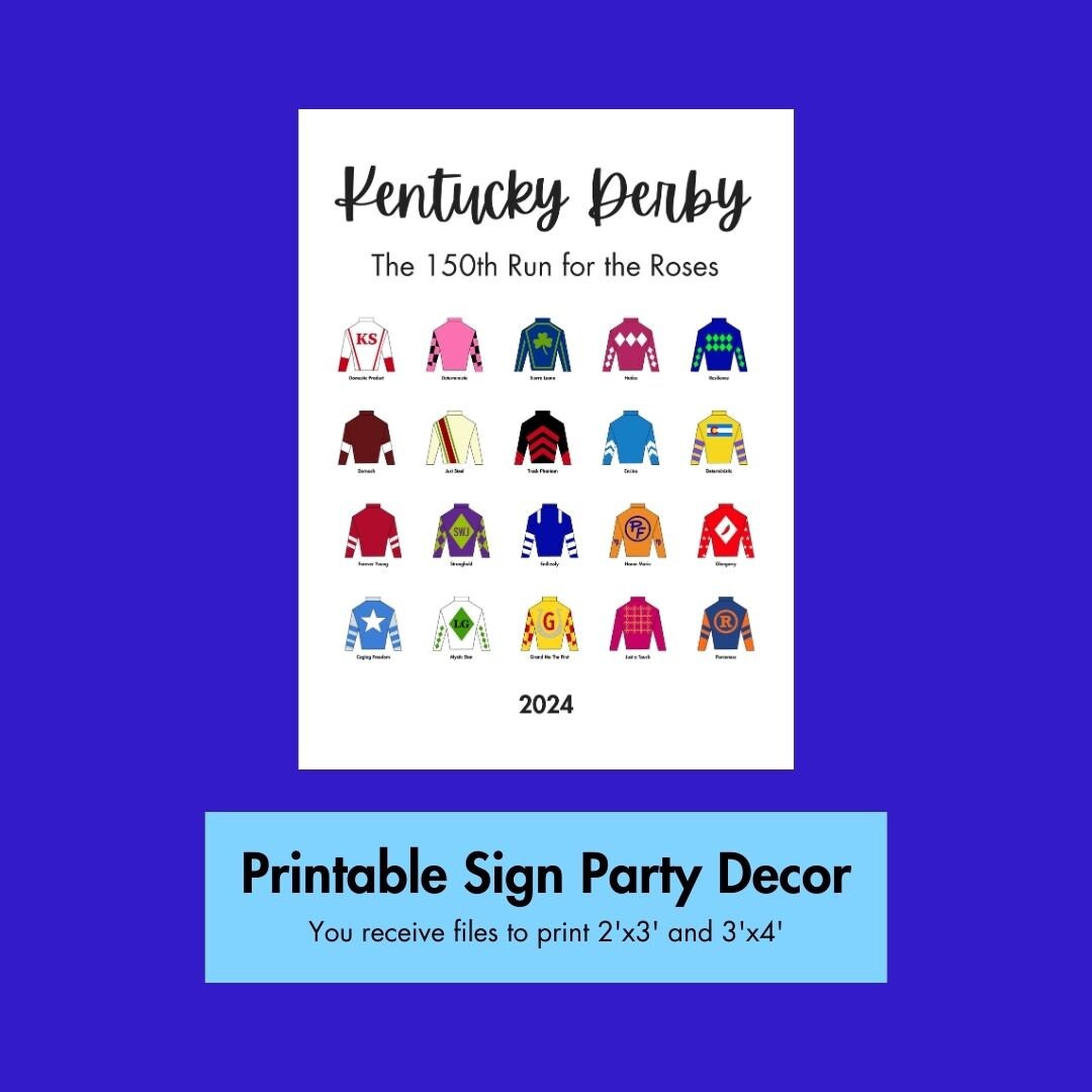 2024 Kentucky Derby Jockey Silks Jerseys Shirts With Horse Names Poster