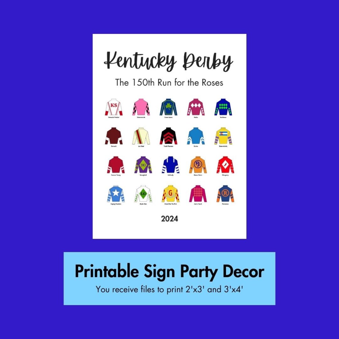 2024 Kentucky Derby Jockey Silks Jerseys Shirts With Horse Names Poster