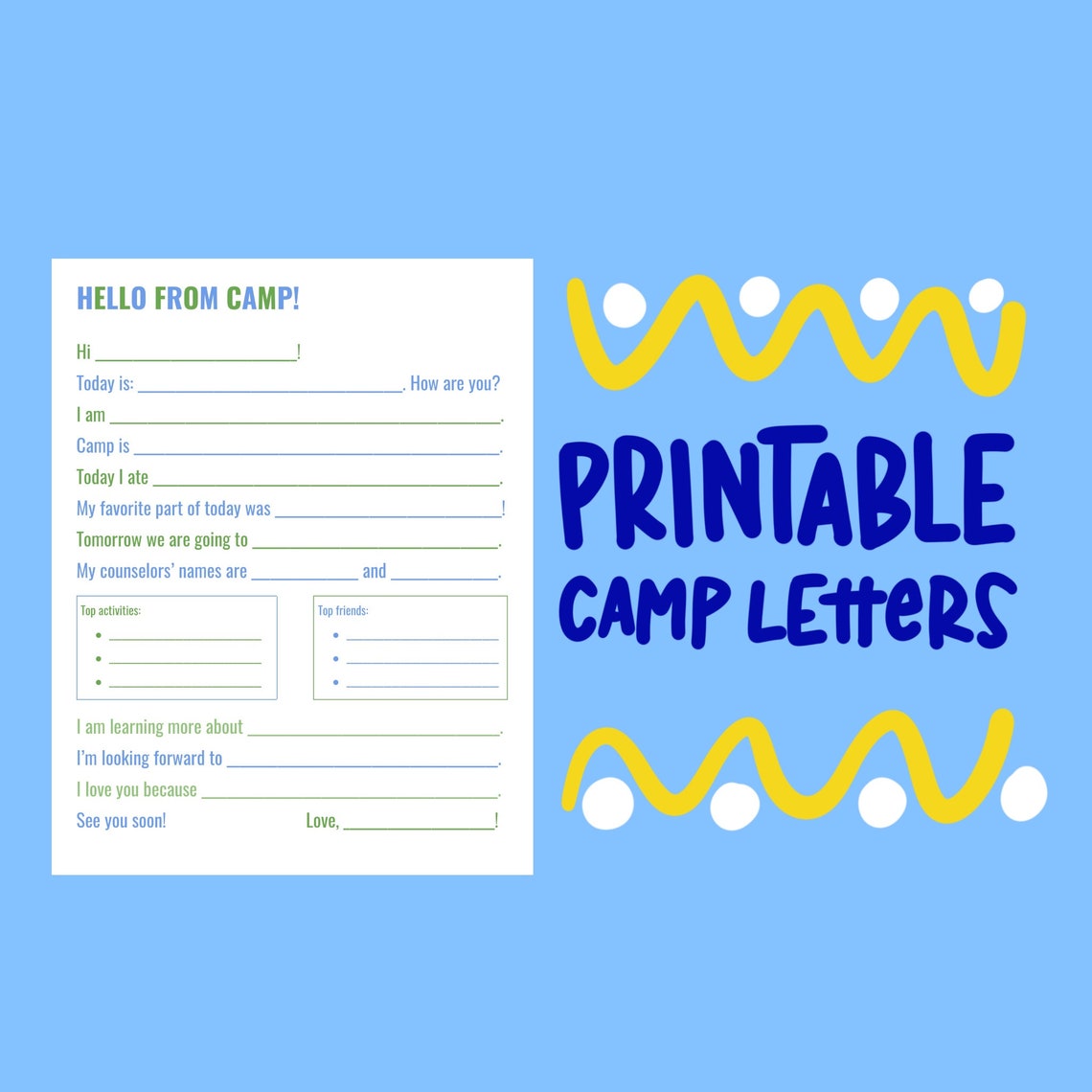 Letter From Camp Printable, Summer Camp Letter, Stationery, Template Letter From Camp Printable, Summer Camp Letter, Stationery, Template