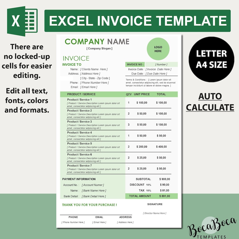 Manual Invoice Template Etsy Manual Invoice Template Etsy