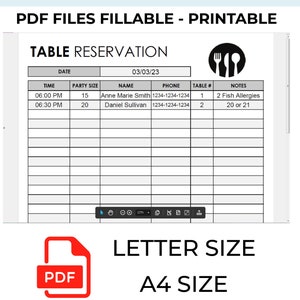 Printable restaurant table reservation form template, Reservation form, Restaurant reservation form, Restaurant reservation log sheet