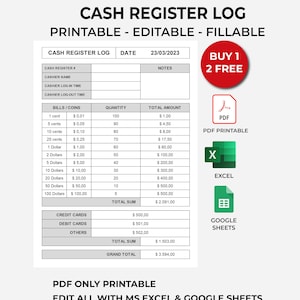 Registro de caja, Registro de caja, Registro de efectivo, Caja chica, Registro de dinero, Registro de cierre de caja, Registro de cierre de caja, Efectivo comercial, Efectivo imprimible en PDF