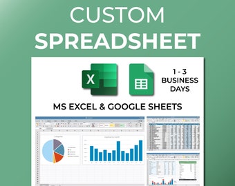 Custom Spreadsheet Templates for Google Sheets or Microsoft Excel. Personalized Spreadsheet Design. Made to Order Spreadsheet Templates.