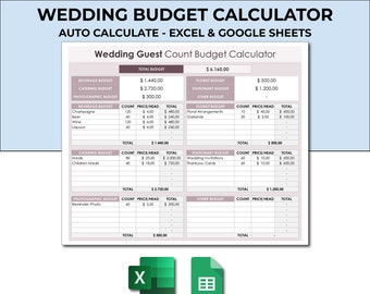 Wedding Budget Planner. Wedding Budget Tracker Spreadsheet Template. Organized Wedding. Wedding Guest List Planner. Excel & Google Sheets.
