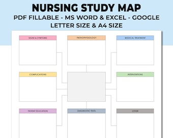 Nursing Concept Map Template. Nursing School Concept Map. Editable Nursing Student Concept Map. Studying NCLEX. Nursing Study Guides. PDF.