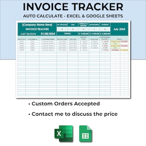 Invoice Tracker Spreadsheet Template Excel Google Sheets Customer