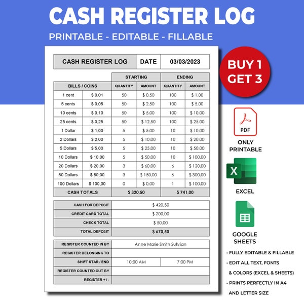 Cash Breakdown. Count Sheet. PDF Cash Breakdown Slip. Cash Withdrawal Slip. Till Balance. Cash Register Total. Cash Drawer Tally Sheet