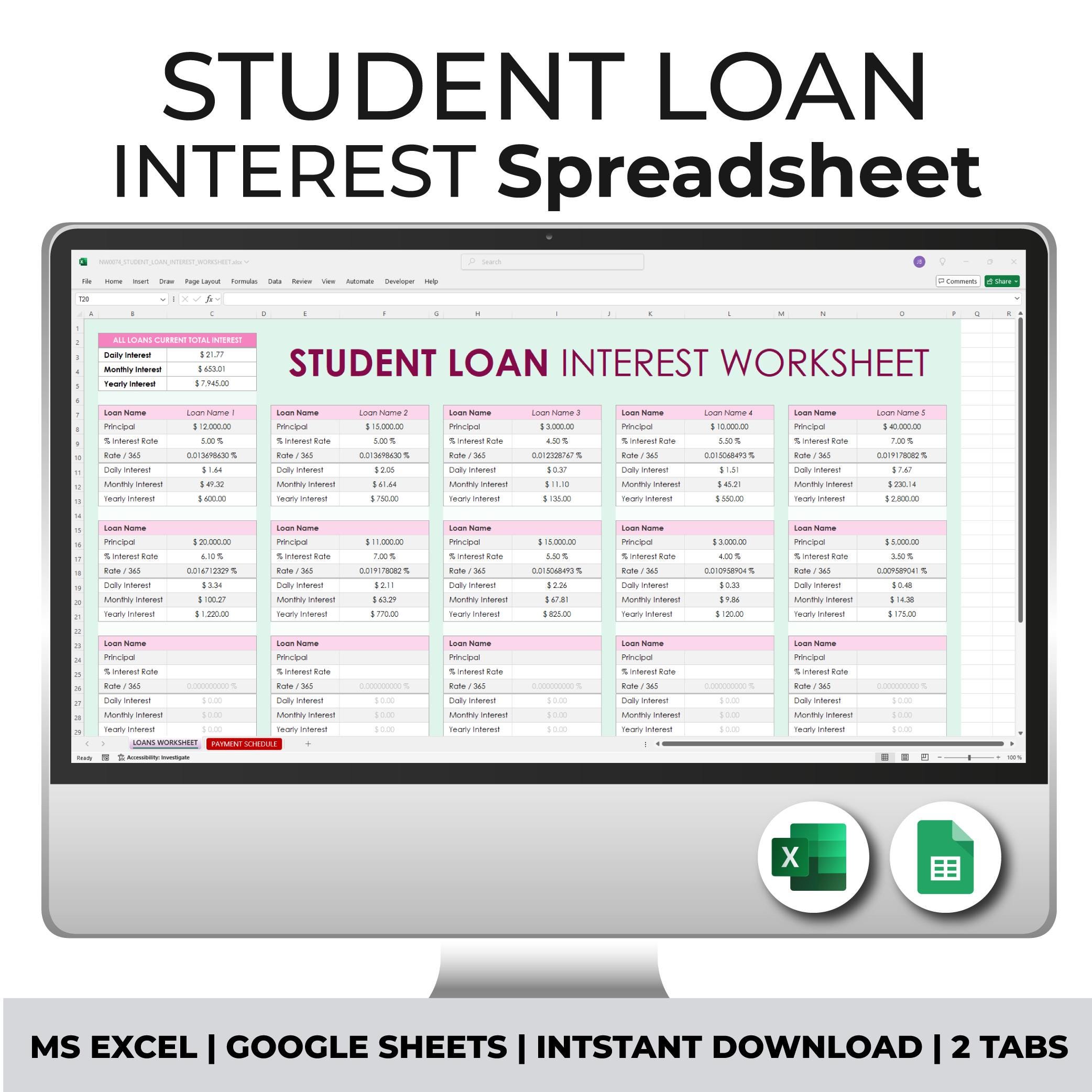 Compound interest spreadsheet - Etsy España