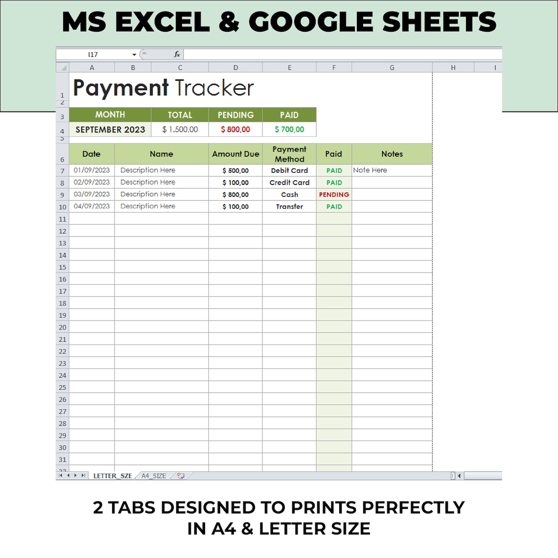Payment Tracker Spreadsheet Template Printable Client Payment History Payment Tracker Spreadsheet Template Printable Client Payment History