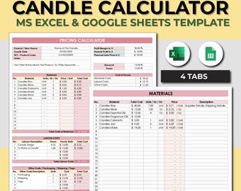 Peut inclure: Un modèle de feuille de calcul pour calculer le coût de fabrication de bougies. La feuille de calcul comporte quatre onglets : Calculateur de prix, Matériaux, Coûts de main-d’œuvre et Autres coûts. La feuille de calcul comprend des champs pour saisir le nom de la bougie, la marge bénéficiaire, le bénéfice souhaité, le prix de vente prévu, la réduction, les taxes, le coût des marchandises, les coûts des matériaux, les coûts de main-d’œuvre et les autres coûts. La feuille de calcul comprend également un tableau pour répertorier les matériaux utilisés pour fabriquer les bougies, la quantité de chaque matériau, le prix unitaire et le coût total.