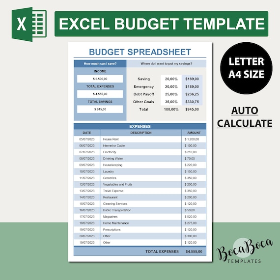Excel Budget Spreadsheet Template: Manage Finances, Track Expenses, Financial Goals - Customize Excel Design for Better Control