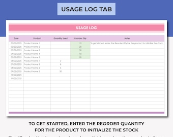 Product Stock Manager, Inventory with Reorder Alerts, Usage Log Tracker, Stock Tracker with Auto Alerts, Product Inventory Excel Template