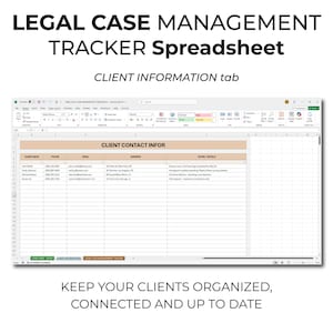 Legal Case Management Spreadsheet for Attorneys, Attorney Case Tracker ...