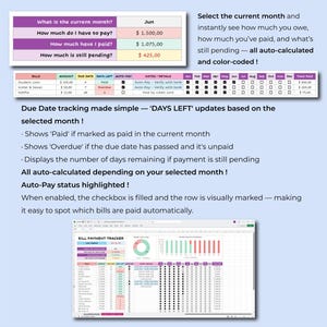 Excel bill tracker template, Monthly payment tracking spreadsheet, Bill organizer dashboard, Financial management Excel, Payment tracking