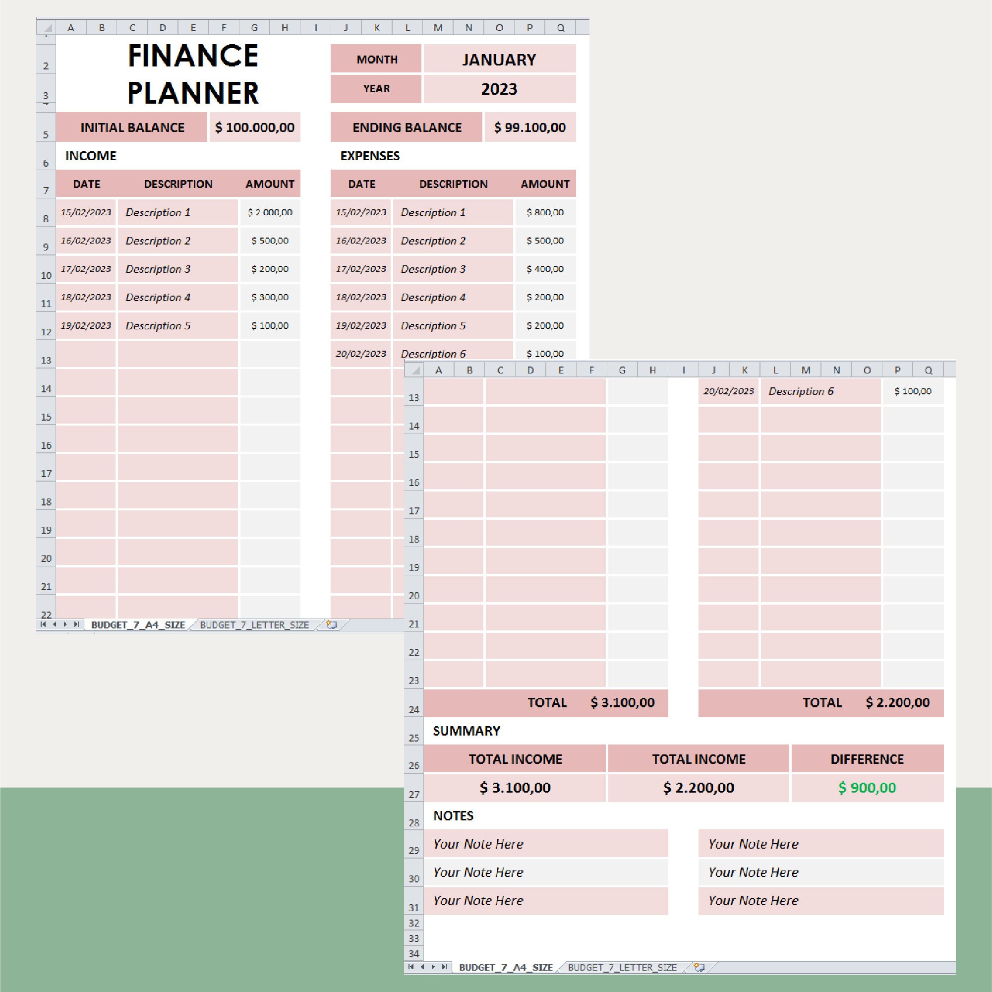 Excel Budget Template for Monthly Income and Expenses. Spreadsheet ...