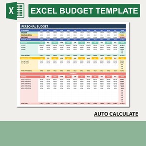 Excel Household Budget Template. Monthly Tracking Spreadsheet. Income / Expenditure Account EAR. Home Budget SpreadSheet Template.