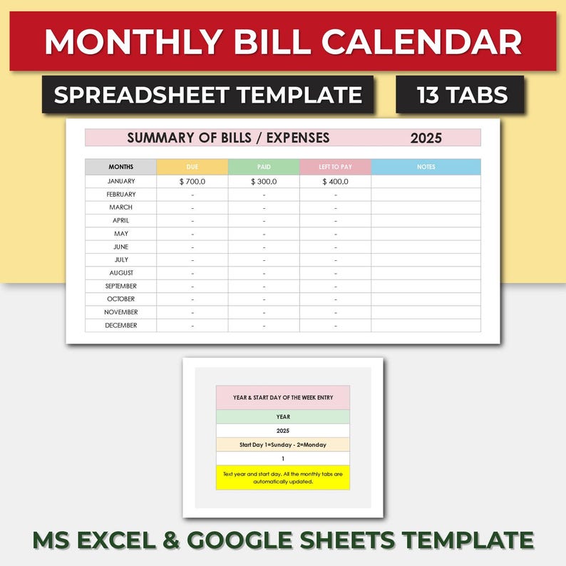 Due Date Planner Excel Calendar Template. Expense Tracker Spreadsheet. Bill Management Calendar. Monthly Bill Organizer Spreadsheet.