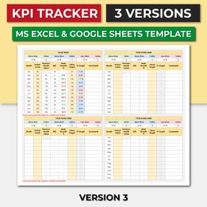 KPI Tracker Google Sheet Excel, KPI Template, Key Performance Tracker, KPI Dashboard, Small Business Performance Tracker, Growth Spreadsheet