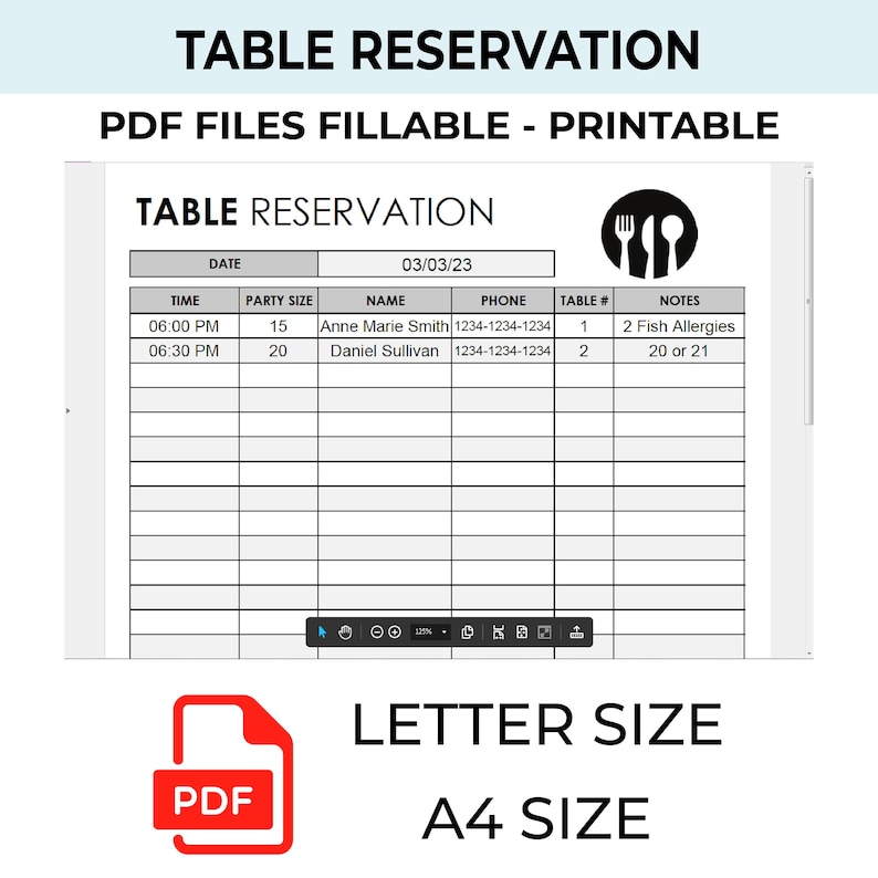 Restaurant Reservation Template, Restaurant Reservation Template PDF ...