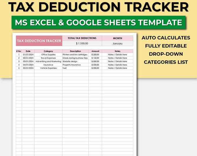 Tax Deduction Tracker Excel Spreadsheet Editable Tax Deductions List tax-deduction-tracker-excel-spreadsheet-editable-tax-deductions-list