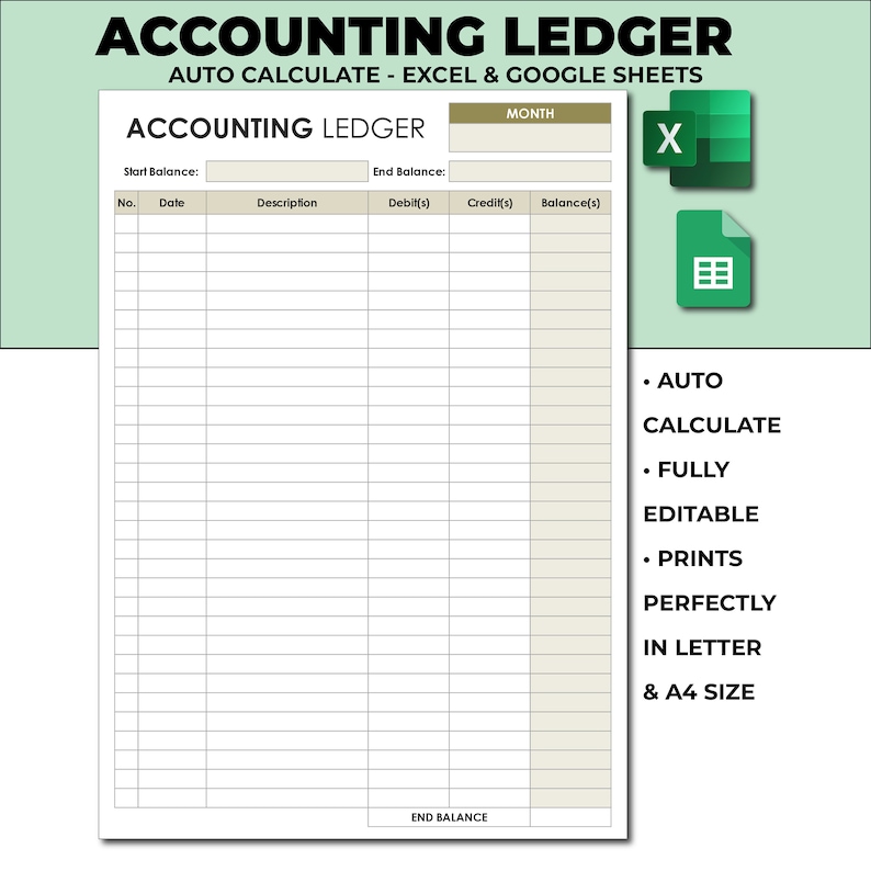Ledger Excel, General Ledger, Ledger Template, Ledger Sheets, Accounting Template, Expense Tracker, Printable Accounting, Expenses Ledger, Profit Margin Sheet, Bookkeeping Ledger, Accounts Ledger, Account Sheet, Bookkeeping Form