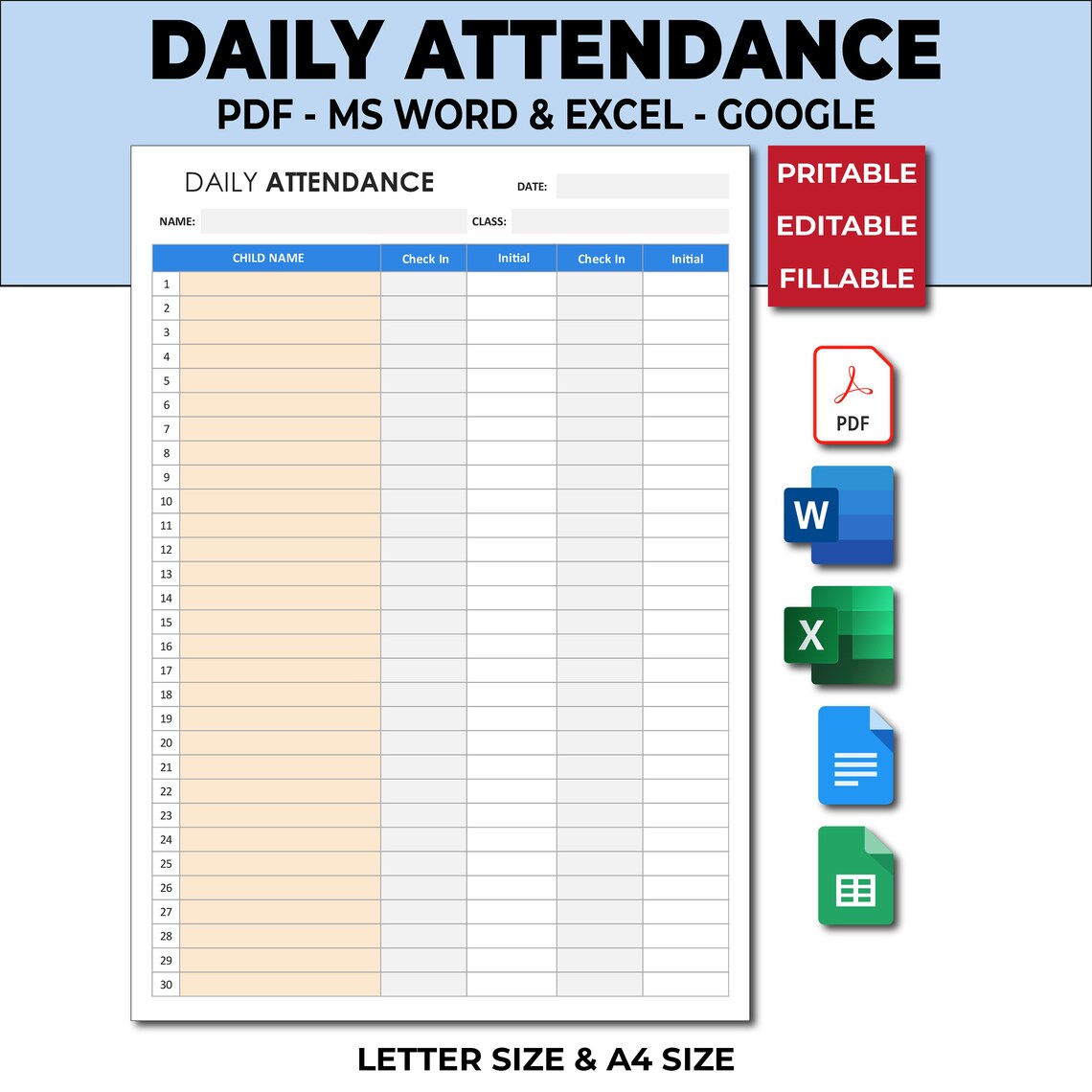 Attendance Log, Attendance Sheet, Attendance Record, Attendance Chart ...