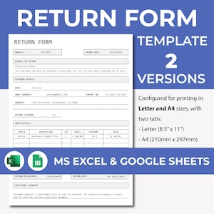 Puede incluir: Una plantilla de formulario de devolución en blanco y negro para un producto defectuoso. El formulario incluye campos para el número de pedido, la fecha del informe, la razón de la devolución, los datos del cliente, los detalles del pedido, el reembolso/reemplazo, la fecha del reembolso y comentarios adicionales. La plantilla está disponible en dos versiones: Carta (8,5 pulgadas por 11 pulgadas) y A4 (210 mm por 297 mm).