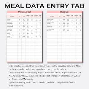 Macro Meal Planner | Calorie Tracker | Macro Meal Prep | Weekly Meal Planner Spreadsheet | Calorie Counter | Macro Tracker | Excel Template