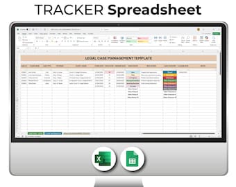 Legal Case Management Spreadsheet Template | Excel & Google Sheets Project Management Tracker for Lawyers | Task Deadline Legal Case Tracker