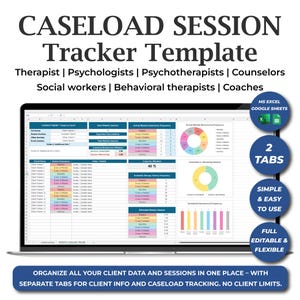 Excel Therapist Caseload Tracker Template, Therapy Client Tracker, Google Sheets Therapist Caseload, Therapist Schedule, Client Planner